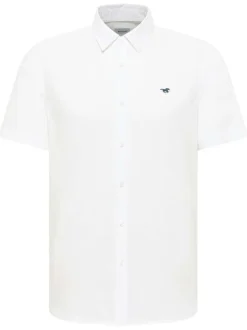 Chemise en coton blanche unie avec une coupe slim et un col français