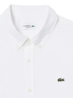 Chemise en coton blanche unie à coupe droite avec un col américain