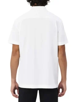 Chemise en coton blanche unie à coupe droite avec un col américain