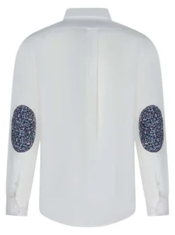 Chemise en coton blanche unie à coupe droite avec un col boutonné et une poche
