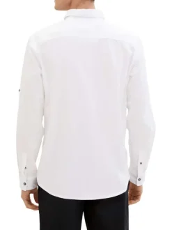Chemise en coton blanche unie coupe droite avec un col français