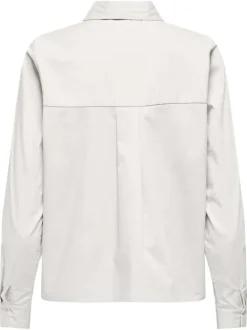 Chemise en coton blanc unie avec une coupe droite et une petite poche