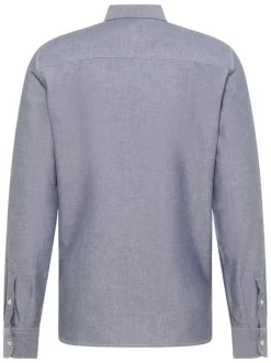 Chemise en coton bleu argenté avec un col chemise et boutonnière
