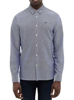 Chemise en coton bleu argenté avec un col chemise et boutonnière