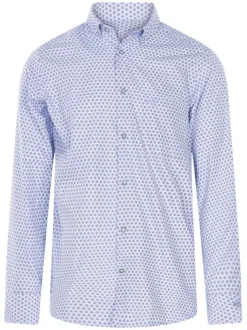Chemise en coton bleu ciel avec une coupe droite et un col américain