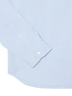 Chemise en coton bleu clair à coupe droite ornée d'un motif à carreaux