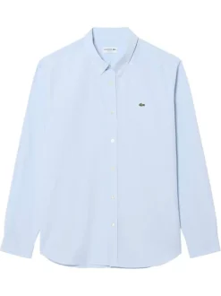 Chemise en coton bleu clair à coupe droite ornée d'un motif à carreaux