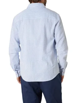 Chemise en coton bleu clair à rayures pourvue d'un col français