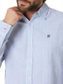 Chemise en coton bleu clair à rayures pourvue d'un col français