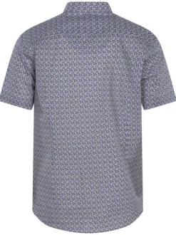 Chemise en coton bleue avec une coupe droite et un col américain