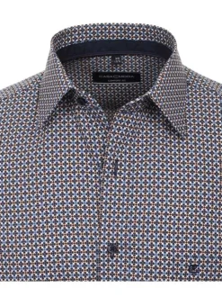 Chemise en coton bleue carreaux coupe regular fit col boutonné