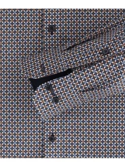 Chemise en coton bleue carreaux coupe regular fit col boutonné