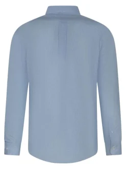 Chemise en coton bleue ciel à carreaux avec un col boutonné des manches longues