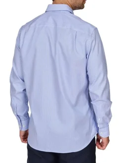 Chemise en coton bleue ciel rayée à coupe regular fit avec une poche