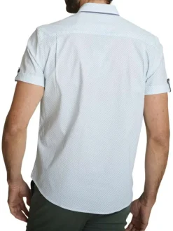 Chemise en coton bleue à coupe droite ornée d'un motif géométrique