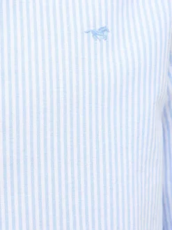 Chemise en coton bleue et blanche à rayures avec une coupe droite