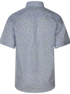 Chemise en coton bleue fleurie à coupe droite et col américain