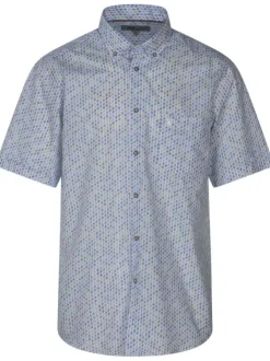 Chemise en coton bleue fleurie à coupe droite et col américain