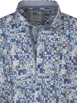 Chemise en coton bleue imprimée à coupe regular fit avec un aspect gaze de coton