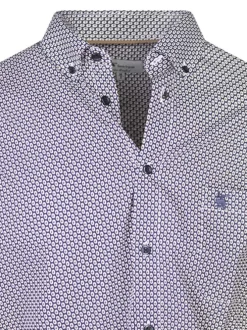 Chemise en coton bleue marine à minis motifs avec un col américain