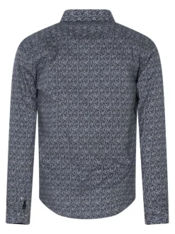 Chemise en coton bleue marine à minis motifs et à coupe slim avec une poche