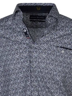 Chemise en coton bleue marine à minis motifs et à coupe slim avec une poche