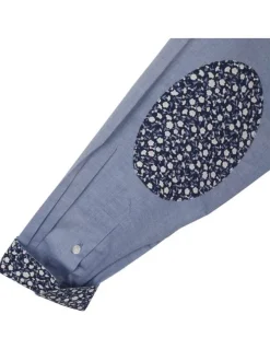 Chemise en coton bleue unie coupe regular fit avec un col boutonné