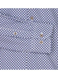Chemise en coton bleu marine avec un imprimé géométrique et une coupe ajustée