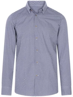 Chemise en coton bleu marine avec un imprimé géométrique et une coupe ajustée
