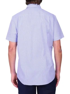 Chemise en coton bleu à motifs géométriques avec une coupe droite