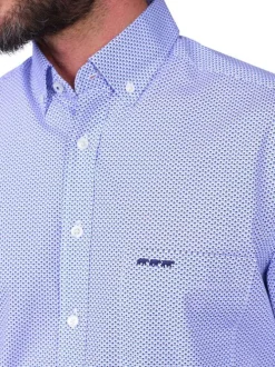 Chemise en coton bleu à motifs géométriques avec une coupe droite