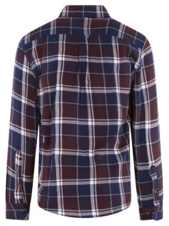 Chemise en coton bordeaux carreaux avec une coupe droite et un col à rabats
