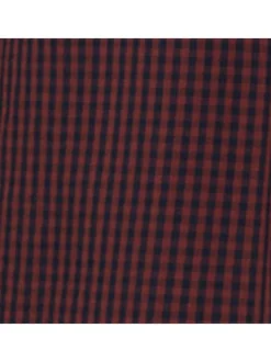Chemise en coton bordeaux à carreaux vichy ajusté, col américain et broderie