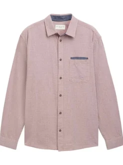 Chemise en coton bordeaux unie avec une coupe droite à col français