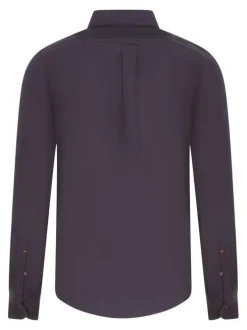 Chemise en coton bordeaux unie avec une coupe droite et un col français