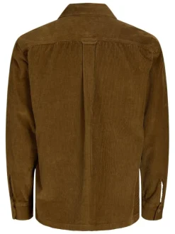 Chemise en coton camel en velours côtelé avec une coupe droite
