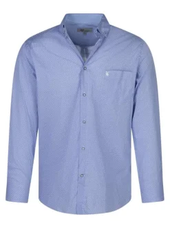 Chemise en coton ciel avec des motifs géométriques une coupe droite