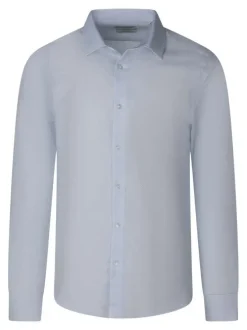 Chemise en coton ciel géométrique pourvue d'une coupe droite