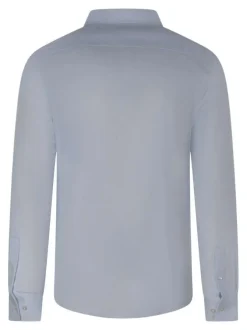 Chemise en coton ciel géométrique pourvue d'une coupe droite