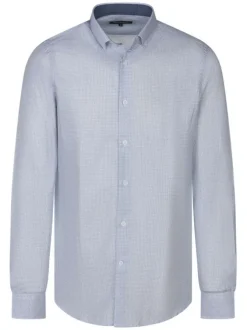 Chemise en coton ciel imprimée avec une coupe droite à col français
