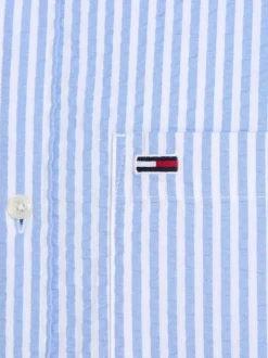 Chemise en coton ciel rayée coupe regular fit avec un col français