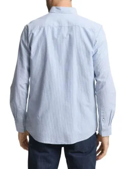 Chemise en coton ciel à rayures avec une coupe droite et un col boutonné