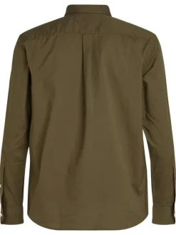 Chemise en coton ciel unie à coupe droite, col américain et boutons blancs