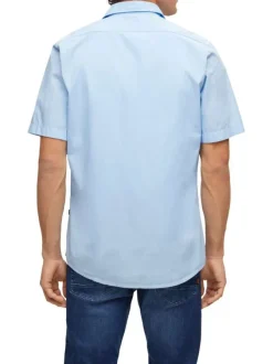 Chemise en coton ciel unie coupe regular fit avec un col français