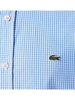 Chemise en coton ciel vichy coupe droite avec un col américain