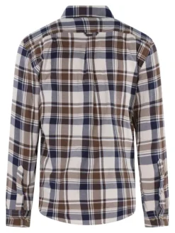 Chemise en coton écrue à carreaux avec une coupe droite et un col à rabats