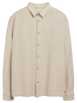 Chemise en coton écrue en maille à coupe regular fit et à manches boutonnées