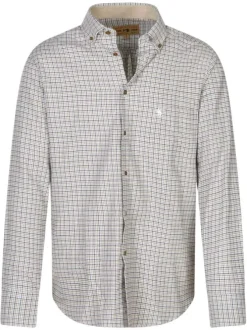 Chemise en coton écrue à imprimé tartan avec un col américain