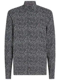 Chemise en coton en transition marine liberty à coupe slim et col français