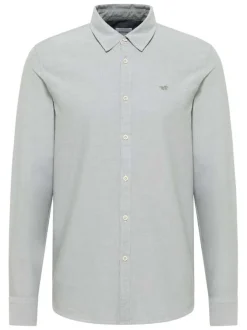Chemise en coton grise avec un col chemise et boutonnière à l'avant